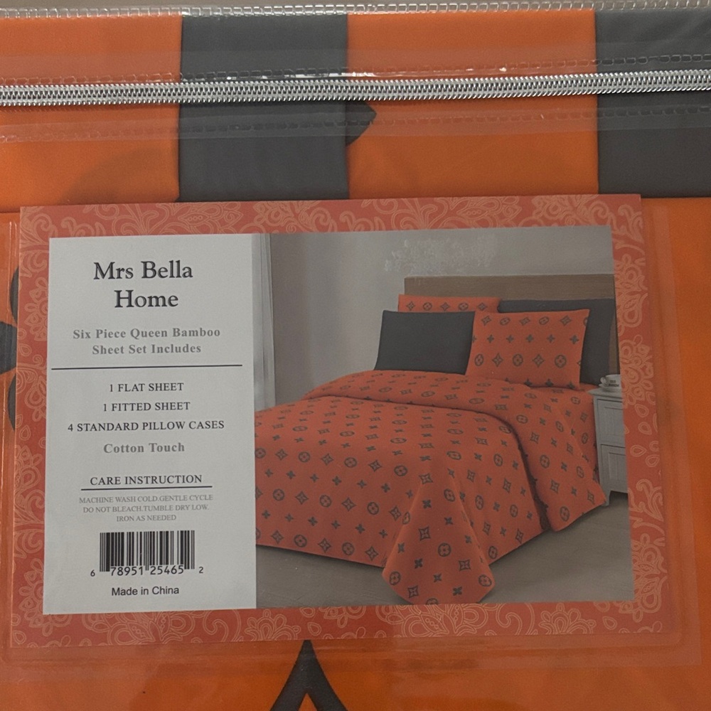 Orange Bamboo Sheet Set - 6 Piece